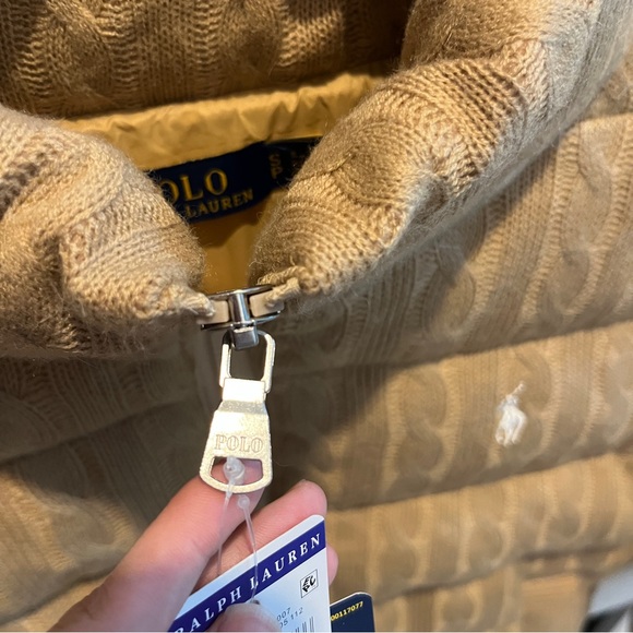 Polo Ralph Lauren Cable Knit Stand Collar Down Jacket - Picture 2 of 8